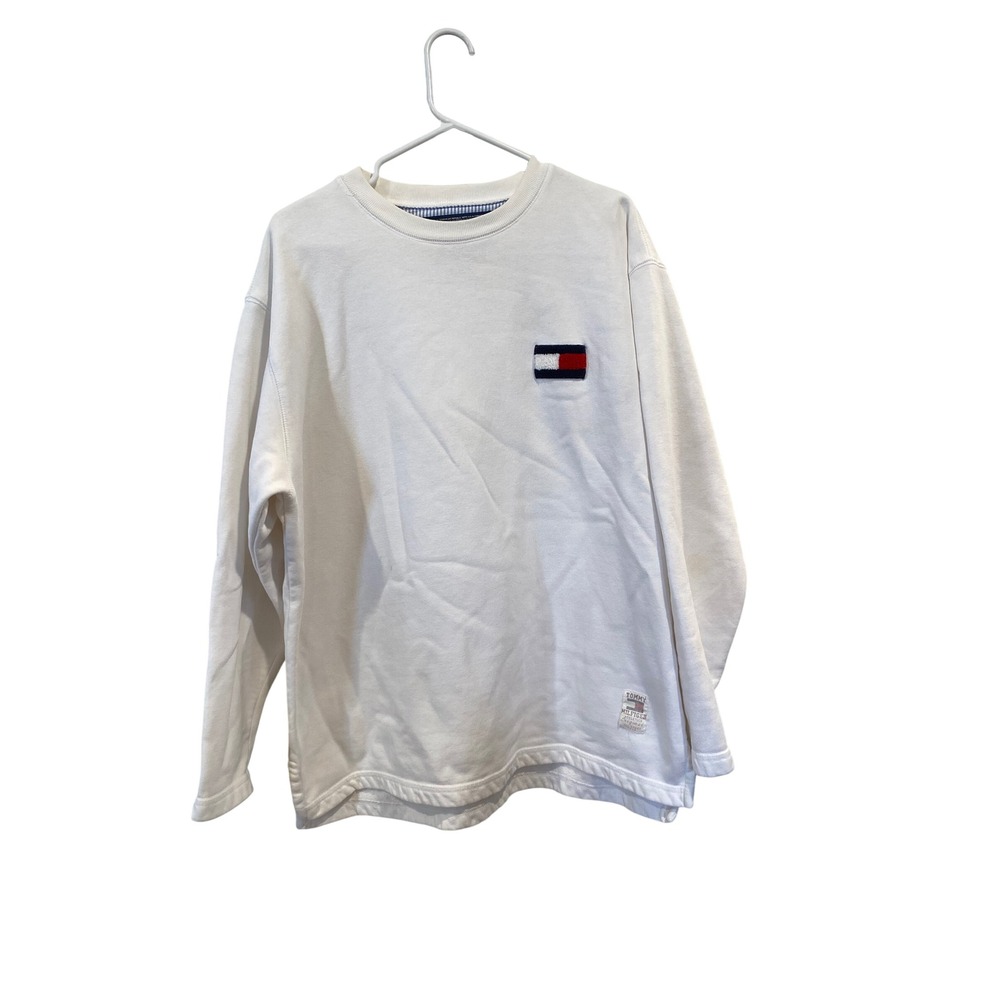 Vintage Tommy Hilfiger White Sweatshirt Athletic Original‎ Logo Womens Large